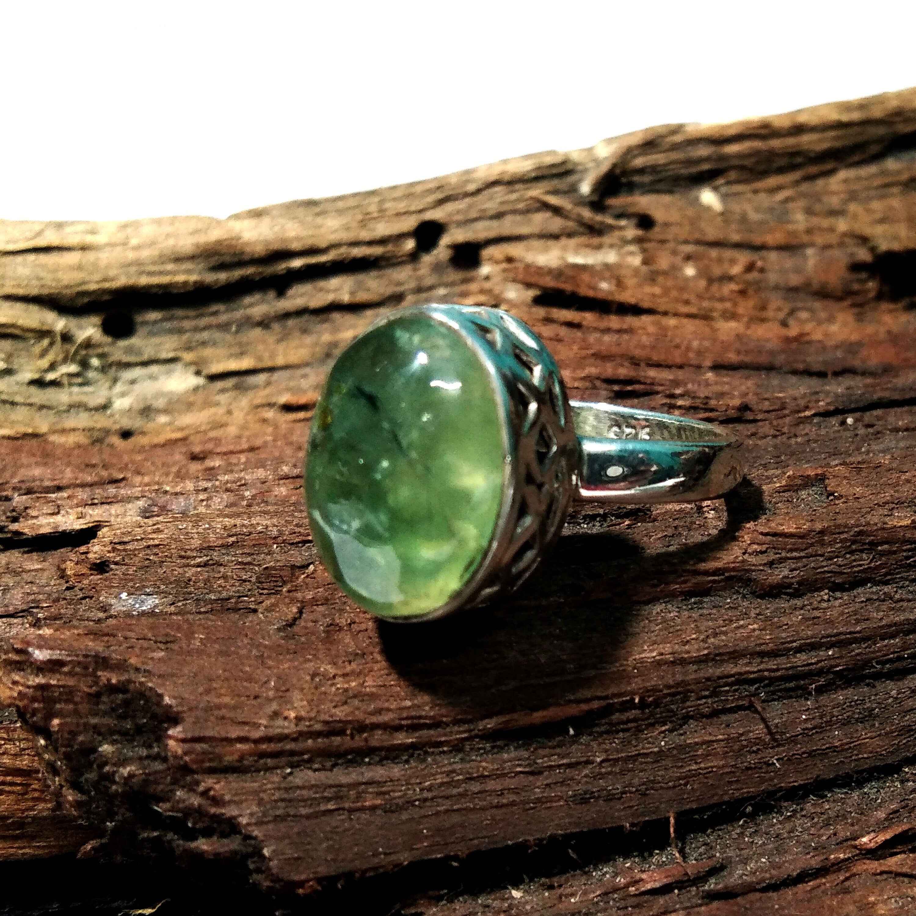 Natural Prehnite Stone Ring, Engagement Ring, 925 Silver Antique Ring, Unique Ring, Statement Ring For Girls/Woman, Gift Wedding/Anniversary